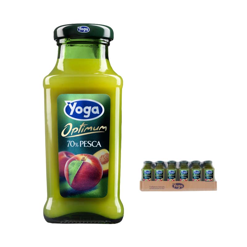 YOGA  SUCCO PESCA-20CL - Confezione da 24 Bottiglie in Vetro - LINEA OPTIMUM