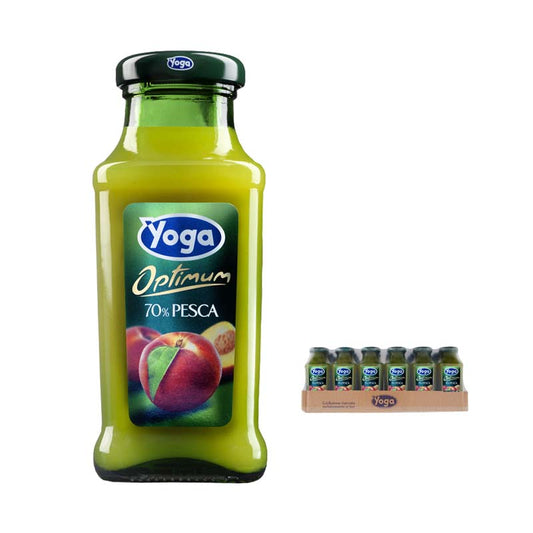 YOGA  SUCCO PESCA-20CL - Confezione da 24 Bottiglie in Vetro - LINEA OPTIMUM