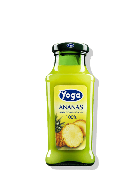 YOGA SUCCO ANANAS 100% -20CL - Confezione da 24 Bottiglie in Vetro - LINEA CLASSIC